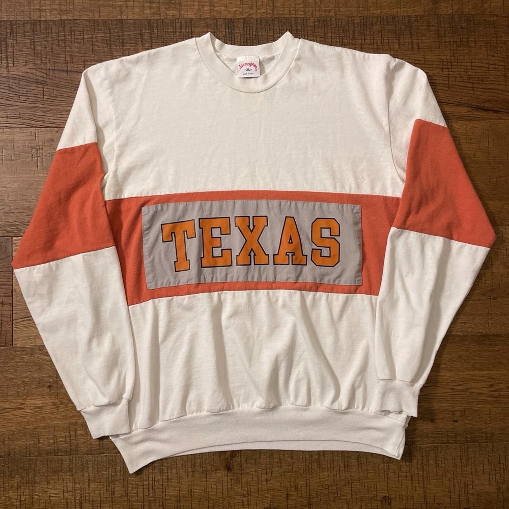 Nutmeg Mills Texas Longhorns Sweatshirt Mens XL White Retro 90s Colorblock NCAA